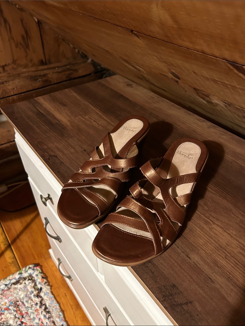 Dansko Women's Brown Leather Slide Sandals